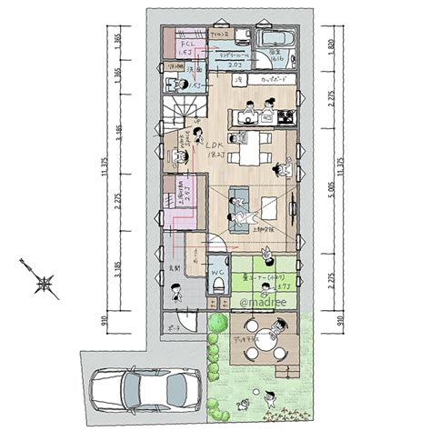 長方形房子|縦長の家のおしゃれな間取り事例｜2階建て以上の間 